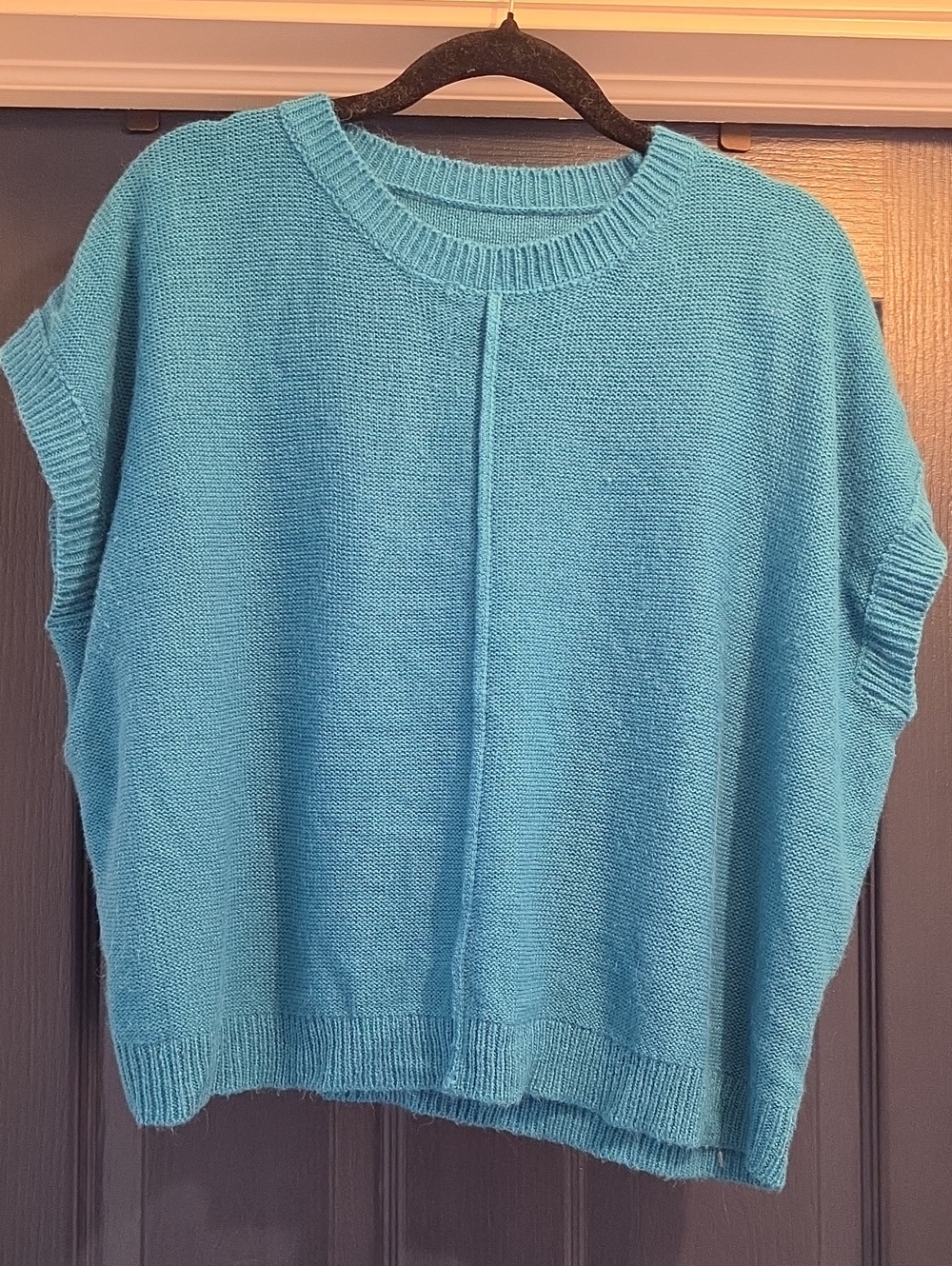 Women's Large Dolman Crewneck Sweater Knit in Aqua